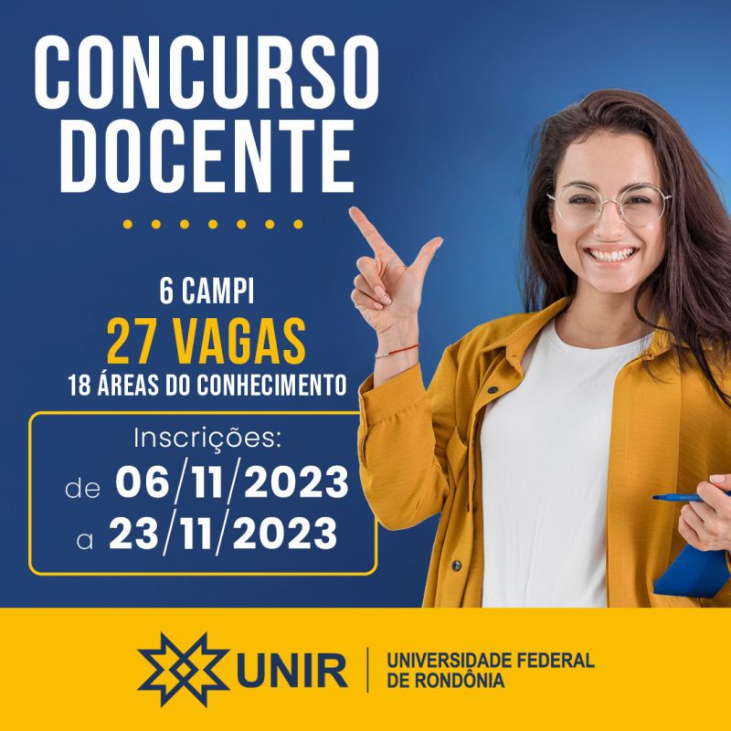 UNIR abre concurso 27 vagas para docentes efetivos do Magistério